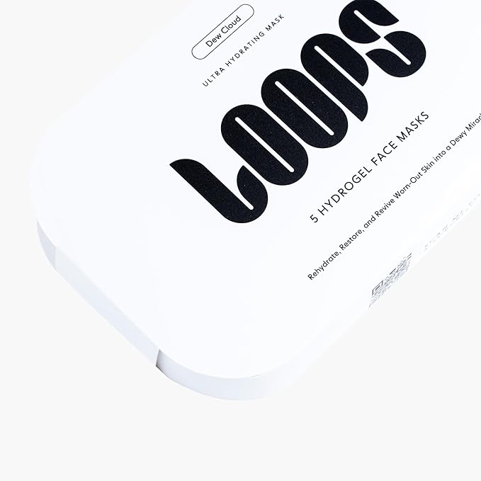 LOOPS Dew Cloud Ultra Hydrating Hydrogel Korean Face Mask for Every Skin Type - Five Ultra Hydrating Collagen Masks to Deeply Moisturize & Restore Your Skin - Gifts for Women, Stocking Stuffer - 5 pc