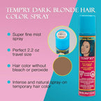 Jerome Russell Dark Blonde Intense Temporary Hair Dye Spray - Fast-Drying, Non-Sticky, Travel Size for Vivid Instant Color, 2.2 oz