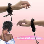 2pcs Adjustable Satin Hair Ties for Afro Puff, Dark Brown Hair Scrunchies, Adjustable Ponytails Holder Tie, Satin Extra Length Scrunchies, Reusable Accessories for Thick & Nature Style