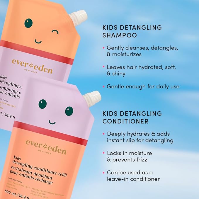 Evereden Kids Conditioner Refill, 16.9 fl oz. | Detangler for Children's Haircare | Non-toxic Conditioning for Silky Smooth Hair