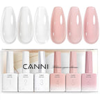 CANNI Rubber Base Gel Nail Polish Set- 6 Pcs 9 Ml Clear Milky White Neutral Nude Pink Colors Rubber Base for Nails, Soak Off LED Nail Gel Manicure Kit DIY at Home Salon Gifts