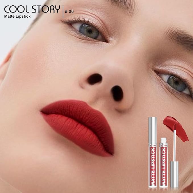 COOL STORY Matte Lip Stain Tint Highly Pigmented Color Long-Lasting Waterproof (06)