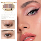 4-Color Eyeshadow Palette, Matte & Shimmer Neutrals, Highly Pigmented & Blendable, Everyday Natural Makeup, Travel-Friendly Compact, Champagne & Chocolate Brown