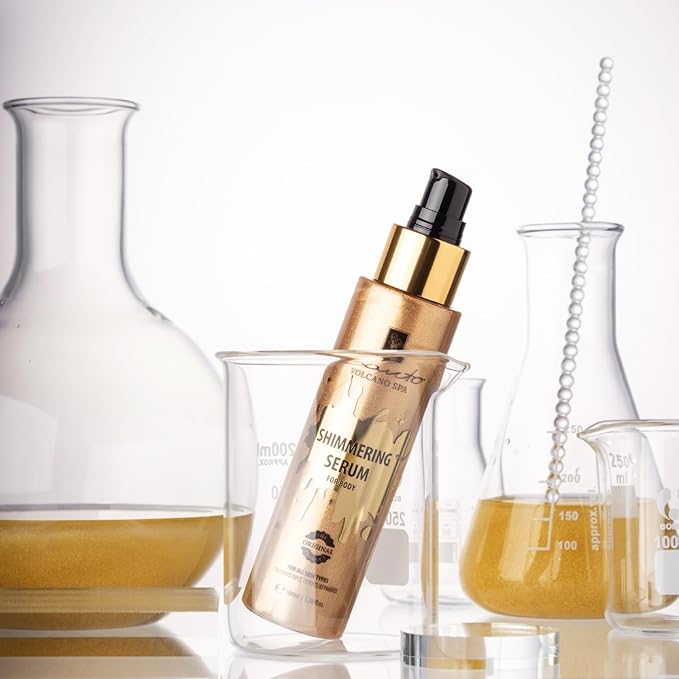 Olive Spa Body Shimmer Oil 100ml – Hydrating Glow Enhancer Glitter Body Oil with Micro Pearls – Fast Absorbing Shimmer for Moisturizing, Illuminating and Shine