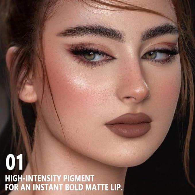 Brown Matte Cream Lipstick,Velvet Waterproof Long Lasting Smudge Proof for Women Lip Stick,Magic Lipstick 24 Hours Original Lip Liner Makeup,labiales mate 24 horas originales,Vegan,1 Count