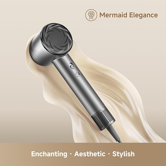 Dreame Glory Mix High-Speed Hair Dryer, Dual Voltage, 3 Magnetic Nozzles, Perfume Infusion, Customized Fragrant Drying, NTC Control, 300M Negative lons, 110,000RPM Motor, 336g Lightweight, Black