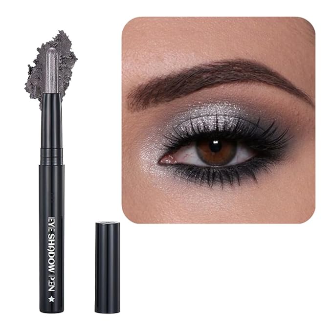 Gray Eyeshadow Stick Makeup, Cream Shimmer Eye Shadow Pencil, Hypoallergenic Waterproof Long Lasting Crayon, Smooth Glitter Primer Palette Eyeliner Make up