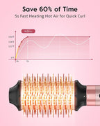Brightup 5 in 1 Air Styler, 1400W High Speed Hair Dryer Brush, Professional Automatic Hair Curler with Cool Shot Button, 800 Million Ionic, No Heat Damage, with Travel Bag