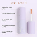 Cote Beauty's Euphoria Peptide Lip Shine, Ultra Hydrating & Long-Lasting Shimmery Sheer Nude Plumping Lip Gloss for Women with Hyaluronic Acid, Shea Butter & Jojoba Oil, Vegan & Cruelty-Free, 0.12FlOz