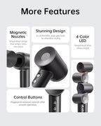 Laifen Swift Hair Dryer, High Speed 200M Ionic Blow Dryer with 110, 000 RPM Brushless Motor for Fast Drying, Low Noise, Hairdryer with Magnetic Nozzle