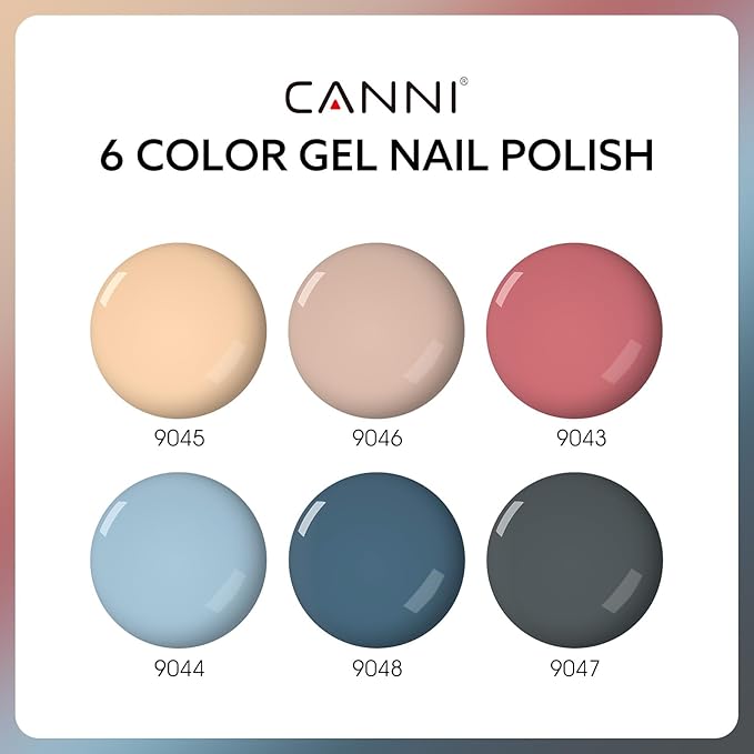 CANNI 6 Colors 9 ML Hema-Free Brown Gel Nail Polish Set, Fall Light Brown Nude Blue Gel Polish Kit, Soak Off LED Nail Gel Manicure Kit DIY at Home Salon Gifts