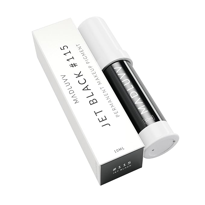 MADLUVV Professional Makeup Pigment for PMU Brow Artistry, Made in the USA, Vegan, Cruelty-free, Non-Toxic, Gel Consistency & High Retention - Jet Black 115