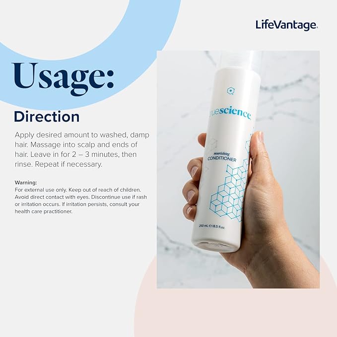 TrueScience Nourishing Hair Conditioner by LifeVantage, 250ml, With Nrf2 Ingredients, Oil Complex, Palm Seed Oil, Invigorating Green Tea & Coconut Oil