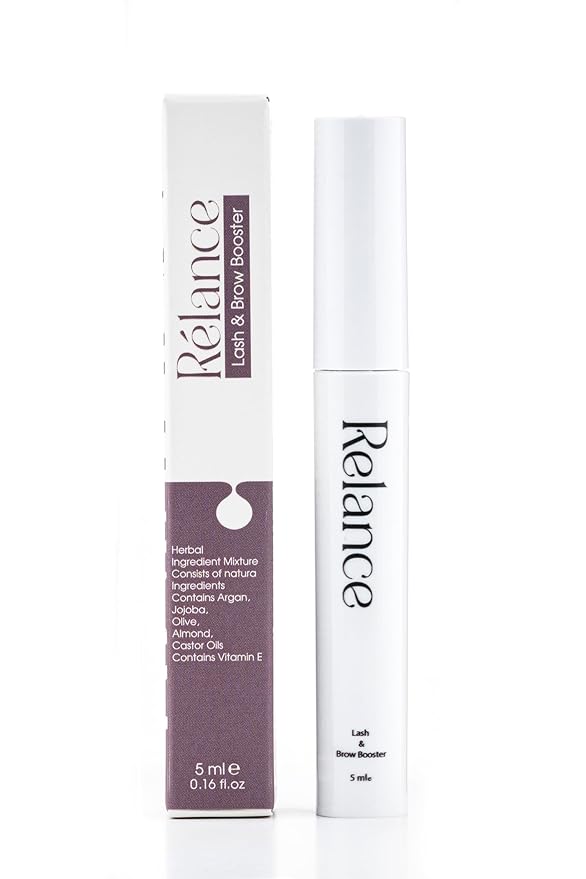 Relance Natural Herbal Lash & Brow Growth Booster Serum with Argan, Jojoba, Olive, Almond, Castor Oils, Vitamin E, 5ml