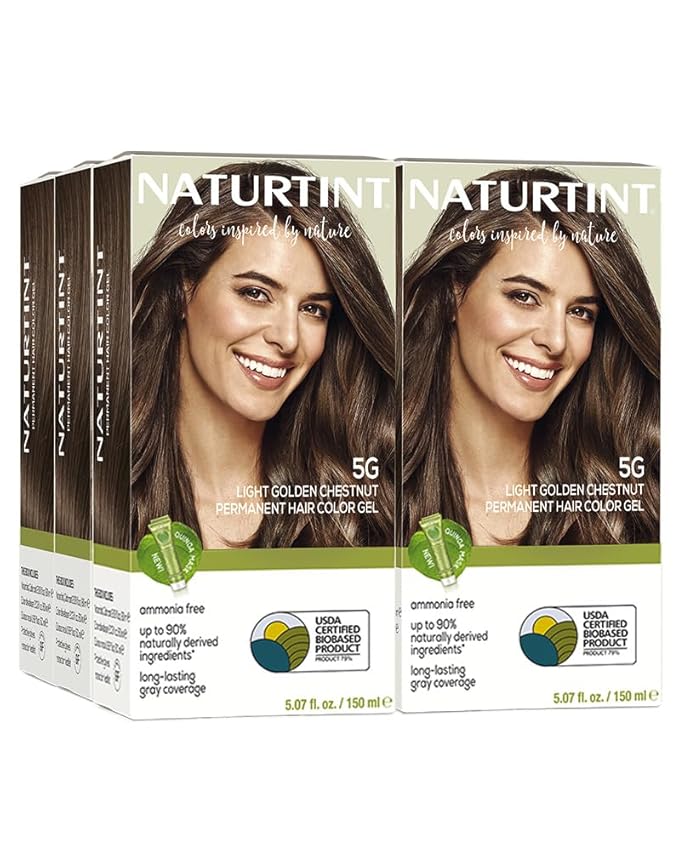 Naturtint 5G Light Golden Chestnut Permanent Hair Color (Pack of 6), Ammonia Free, Vegan, Cruelty Free, up to 100% Gray Coverage, Long Lasting Results (Packaging may vary)