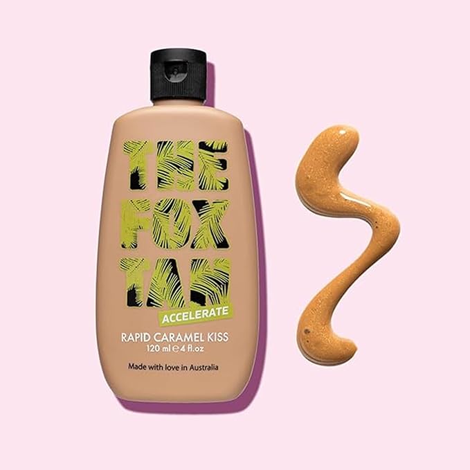 The Fox Tan Rapid Caramel Kiss, Natural Tanning Accelerator For Deeper & Darker Tans, Delivers an Instant Tint & Glow, Vegan & Cruelty Free, 120 mL