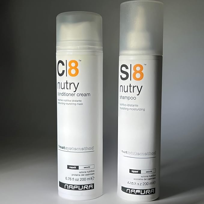 NAPURA S8 Nourishing Shampoo for Dry & Brittle Hair - Hydrates, Softens & Adds Volume - Cashmere Silkshine Proteins, Jojoba Oil (6.76 fl oz)