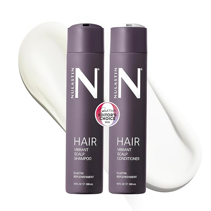 NULASTIN Shampoo + Conditioner Duo - Vibrant Scalp Shampoo (10 Fl Oz) & Vibrant Scalp Hair Conditioner (10 Fl Oz) for Fine Hair - Gift Set for Voluminous Hair - Color‑Safe, Vegan (2 Count)