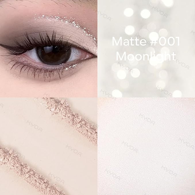 KYDA Single Matte Eyeshadow, Sheer Off White Vanilla Eyeshadow, Blendable Brightenning Primer for Eyes Shadow, Ultra-fine Lightweight Powder, Moonlight