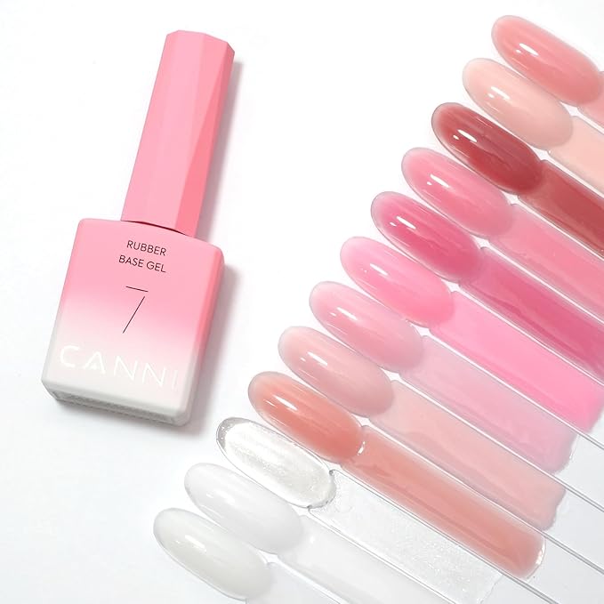 CANNI Rubber Base Gel Nail Polish Set- 6 Pcs 9 Ml Transparent Pink Rubber Base for Nails, Soak Off LED Nail Gel Manicure Kit DIY at Home Salon Gifts