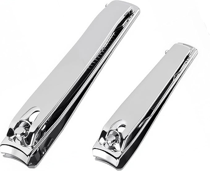 2 Piece Nail Clippers Set: Fingernail & Toenail Clippers Ergonomic Comfort for Men, Women