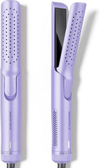 Wavytalk Airflow Styler Curling Iron, Cool Curl, 360° Cool Air Lock in Style for Lasting Curls, Reduces Damage, 2 in 1 Hair Straightener and Curler, 1.25 Inch, Anti-Scald for Short Long Hair, Purple