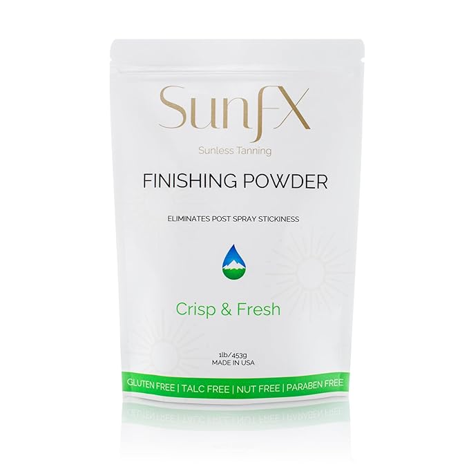 SunFX Post Spray Tan Translucent Finishing Powder | Talc Free | Sunless Tanning Setting Powder | Shimmer | Crisp & Fresh - 1lb