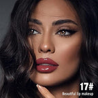 evpct Mauve Red Shiny Longwear No-Budge Liquid Lip Color Lipstick Makeup, Highly Pigmented Color Instant Shine, Waterproof Long Lasting Lipstick for Women, Lip Stain Gloss with Lip Liner Brush, 17#