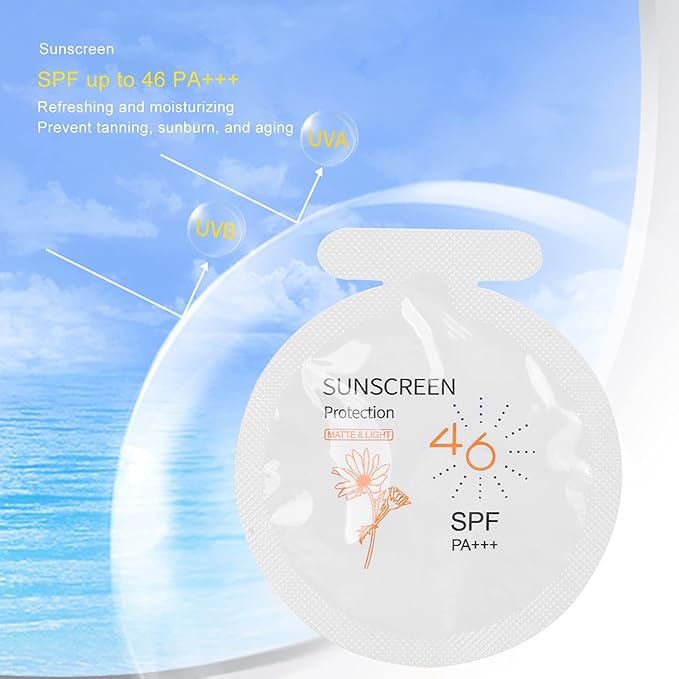 Pack of 20 Sunscreen, SPF46 PA+++ Moisturizing Sunscreen,3ml Face & Body Sunblock, Moisturizing Sunscreen for Most of Skins Portable Resist Water Sunscreen for Sport
