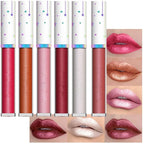 evpct 6Pcs Rose Bronze Gold Nude Pink White Dark Maroon Red Metallic Shimmer Glitter Lip Gloss Liquid Lipstick Set for Women Long Lasting Waterproof 24, Pearlescent Sparkly Glossy Lipsticks Lip Makeup