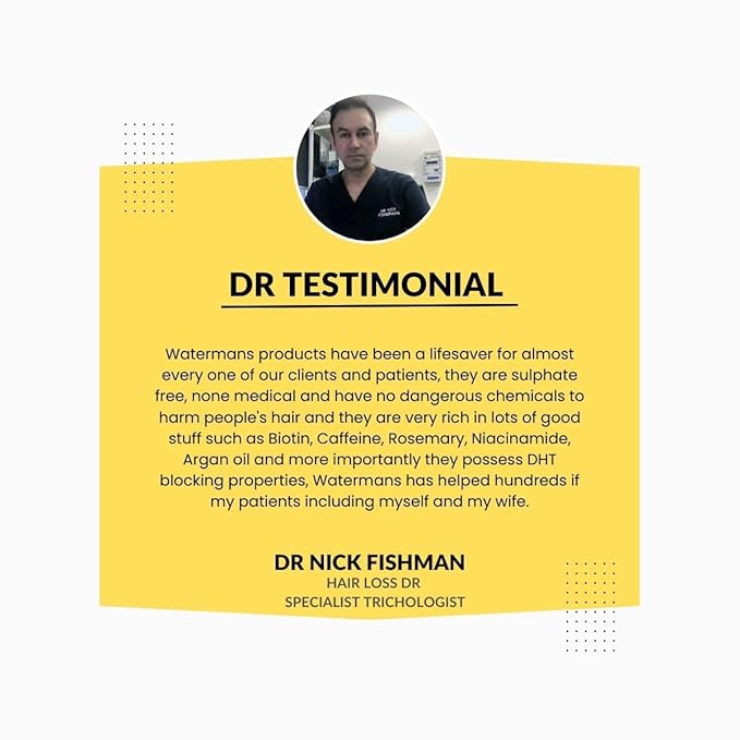 Watermans Grow Me Organic Hair Growth Shampoo for Men & Women – Strengthening & Moisturizing with Biotin, Rosemary, Caffeine & Argan Oil for Fuller, Thicker-Looking Hair (8.45 fl oz)