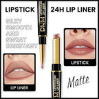2-in-1 Fairest Nude Velvet Lip Liner & Lipstick Set Kit for Women, Matte Lips Kit with Lip Liner Lip Stains Long Lasting Waterproof 24 Hour Lipstick and Lip Liners Combo Lipliners Pencil Set 47
