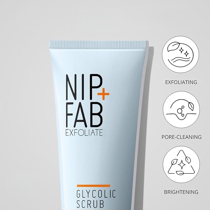 Nip + Fab Glycolic Acid Fix Face Scrub with Salicylic Acid, AHA/BHA Exfoliating Facial Cleanser Polish for Refining Pores Skin Brightening, 75 ml 2.5 fl oz