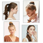 Hair Ties Silk Satin Scrunchies - Small Mini Thin Elestics Ponytail Holder Hair Bands Skinny Scrunchy For Thick Curl Hair No Crease Hair Ties Soft Accessories No Hurt Your Hair for Women and Girls (White Leopard Black)