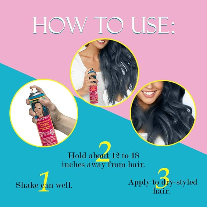 Jerome Russell Temp'ry Spray-on Blue-Black Hair Color, 2.2oz x 3 pack