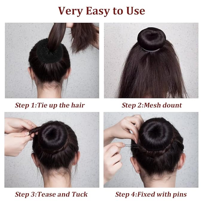 TsMADDTs Dount Bun Maker, 3PCS Black Hair Bun Maker with 20PCS Bobby Pins for Ballet, Dance