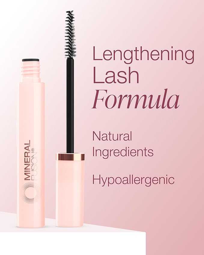 Mineral Fusion So High Extended Length Mascara (Black) - Lengthening Formula For Look of Long, Lush Lashes - Hypoallergenic With Kaolin Clay for Long Wear - No Smudge or Clumps