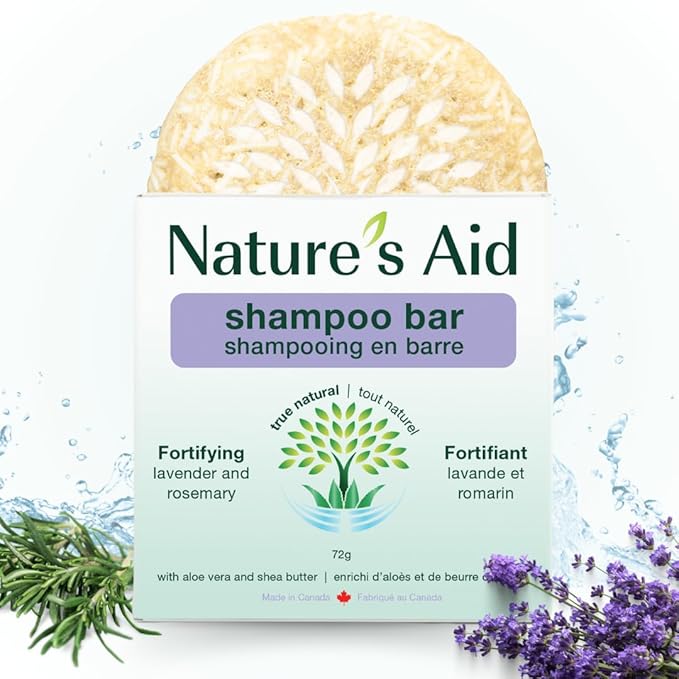 Natures Aid Rice Protein Shampoo Bar, 2.5 oz, 2 Pack (Lavender Rosemary)