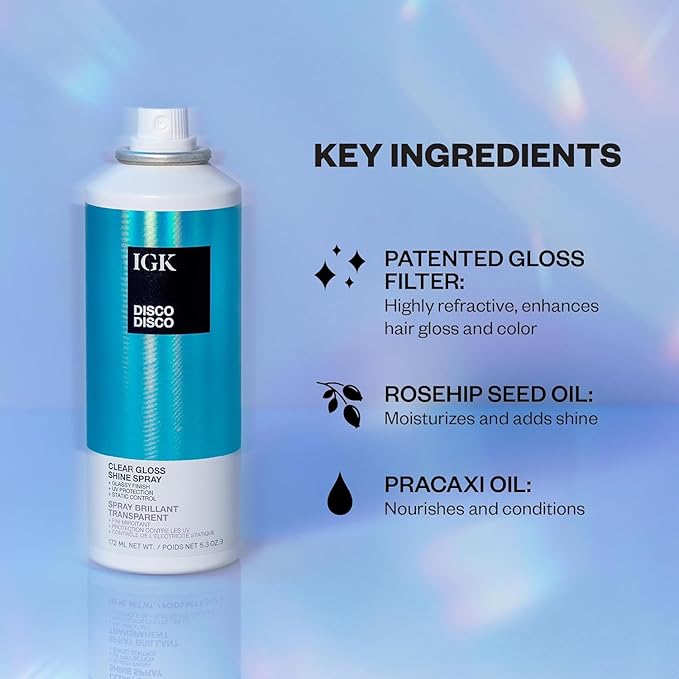 IGK Glass Hair Duo | Good Behavior Spirulina Smoothing Spray + Disco Disco Clear Gloss Shine Spray | Keratin Like Treatment + Glossy Finish | 5.6 oz + 5.3 oz
