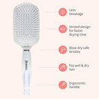 Paddle Hair Brush for Women-Detangling Cushion Brush with Soft Ball-Tip Bristles,Anti-Static Wide Brush for Wet Dry Hair,Smooth Comfortable Scalp Care