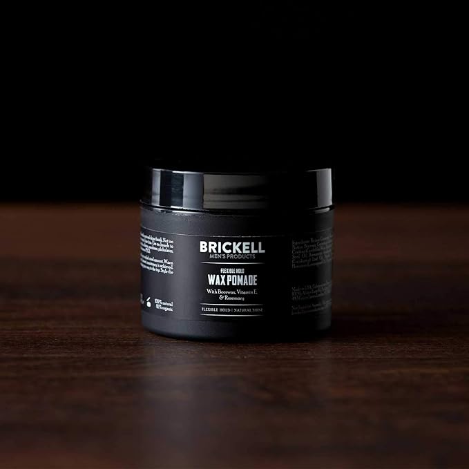 Brickell Men's Products Flexible Hold Wax Pomade for Men, Natural and Organic Irritation Free Natural Shine Hair Styling Product, 2 Ounce, Scented