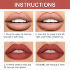 evpct 1Pcs Light Brown Lip Liner and Lipstick Set Kit for Women Matte Lips Kit with Lip Liner Lip Stains Long Lasting Waterproof 24 Hour Lipstick and Lip Liners Combo Lipliners Pencil Set 10#