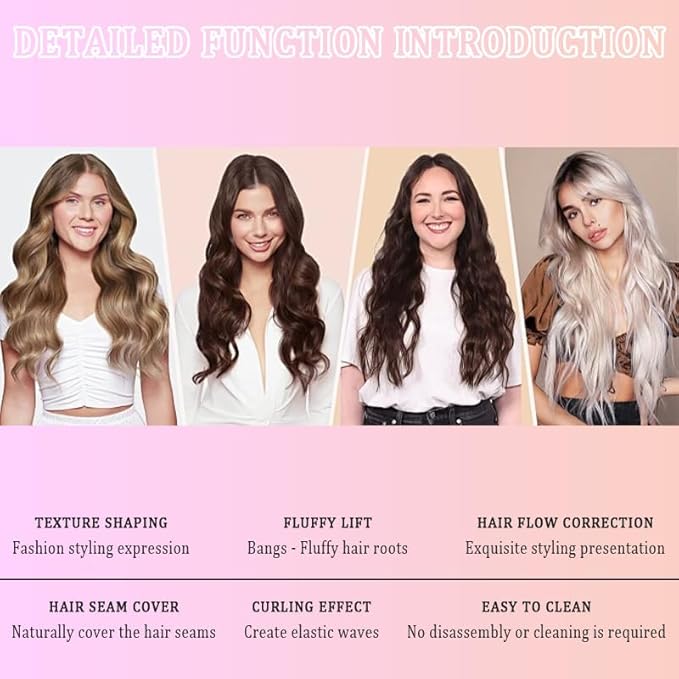 Volumizing Texture Comb – Wide Tooth Hair Styling Comb for Men & Women, Fluffy Curly Hair Comb for Volume & Fringe Parting, Anti-Frizz Styling Tool (Gray and pink)