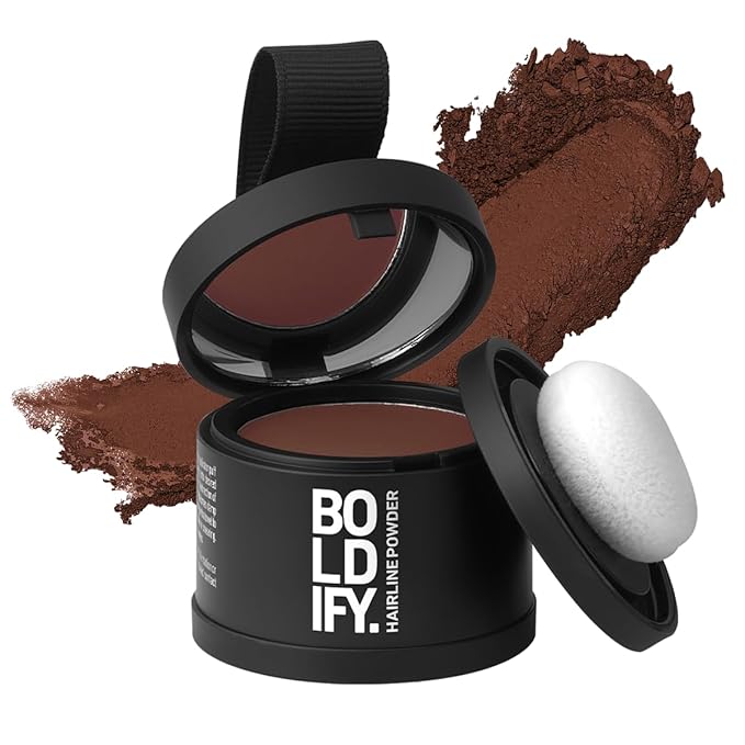 BOLDIFY Hairline Powder - Root Touch Up Hair Color for Gray Coverage - Bald Spot Concealing Hair Powder for Women & Men - 24-Hour Stain-Proof - Auburn