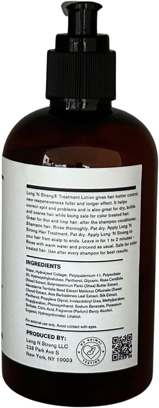 Long 'N Strong Treatment Lotion with Shea Butter - Moisturizer for All Hair Types - Strengthens and Repairs Color-Treated and Ethnic Hair - For Longer, Stronger, Thicker Hair - 8 Fl Oz (240 ml)