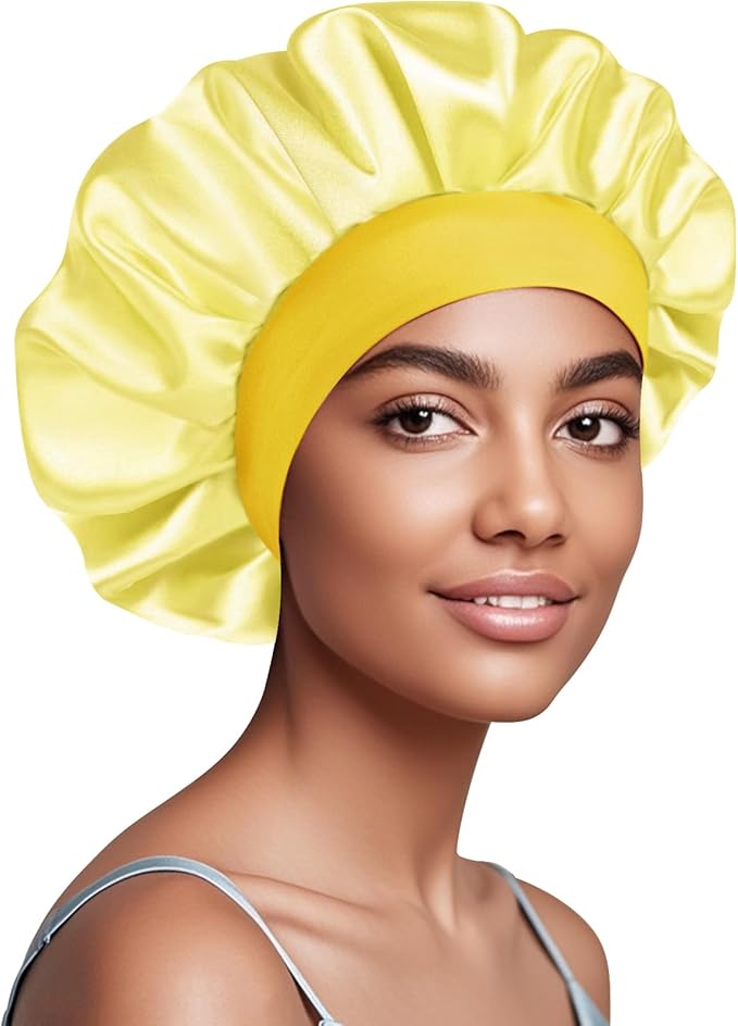 Satin Silk Bonnet for Sleeping, Soft Satin Lined Hair Bonnet for Women, Double Layer Sleep Nightcap