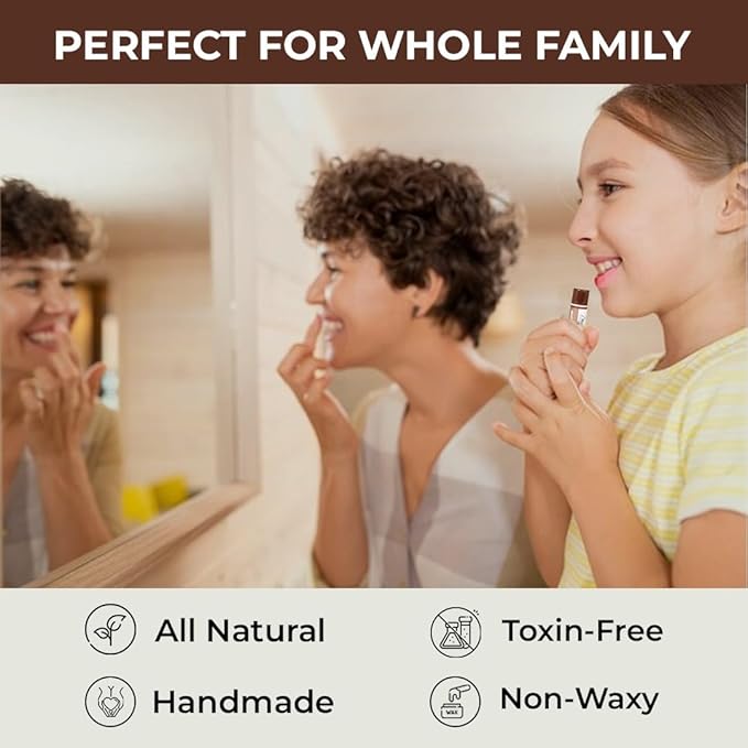 RaGaNaturals All Natural Chocolate, Lemon, Mint, Tropical Moisturizing Lip Balm, Original beeswax, Shea butter, Jojoba oil, Vitamin E and Love - 4 Tubes