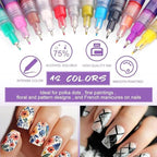 12 Colors Nail Art Pens Set,DIY Nail Art Markers 0.5mm Nail Polish Pens Quick Dry,Nail Art Pens for Painting Graffiti Manicure Home Salon,2 Set