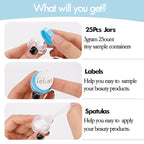 3 Gram Sample Containers With Lids, 25 Count Tiny Jars, Empty Lip Balm, Mini Cosmetic Makeup Travel Containers With Labels, Mini Disposable Spatulas