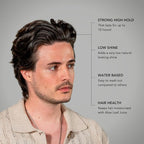 BLUMAAN Hydrating Pomade - Low Shine, High Hold - Water Based, Easy To Wash - Ideal for Quiffs, Pompadours, Ducktails & Slick Back Looks - 2.5 oz